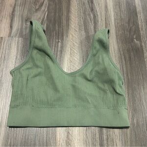 Green ribbed lounge bra